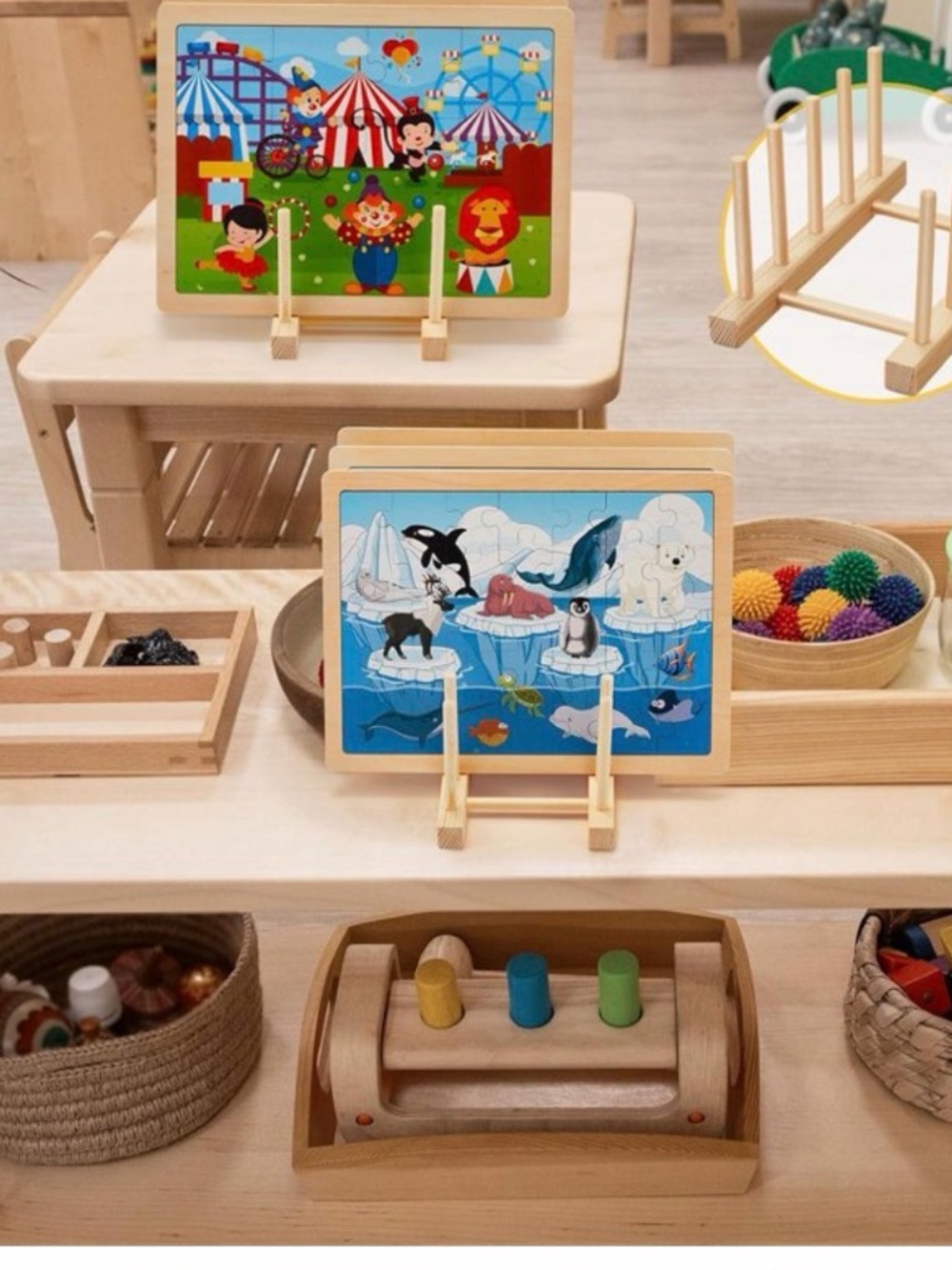 ❤️ 2 Pcs Wooden Puzzle Display Stand Jigsaw Holder Rack Puzzle
